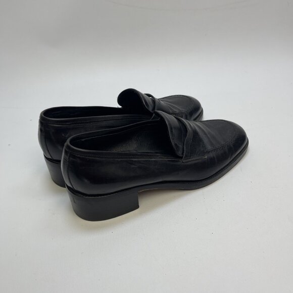 Simard Black Leather Penny Loafers Heels Women Sz 41 Made In Italy Preppy Casual - Picture 2 of 11